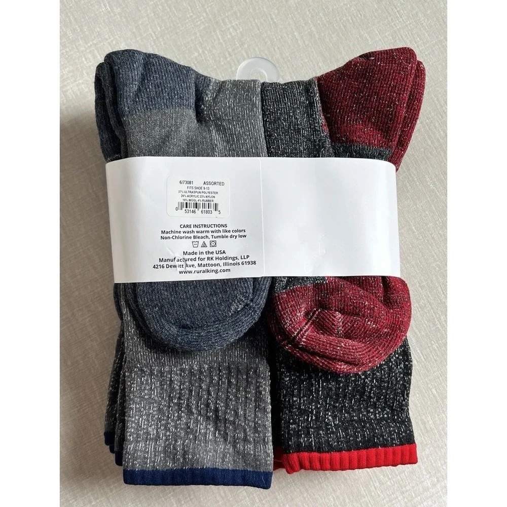 Rural King Men's Merino Wool Blend Casual Socks - Gray with Accent Colors
